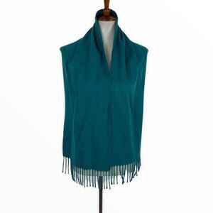 Cejon Teal Blue Fringe Scarf Shawl Wrap 100% Acrylic‎ Made in Italy